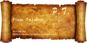 Popp Talabor névjegykártya